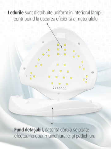 Lampa LED/UV L-1100 pentru manichiura, Global Fashion, 72W, activare cu senzori, argintie - Img 4