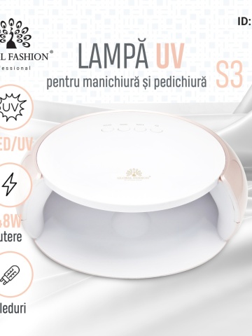 Lampa LED/UV S3 pentru manichiura, Global Fashion, 48W, timer, fund detasabil, pentru uscat oja semipermanenta sau gel UV - Img 1