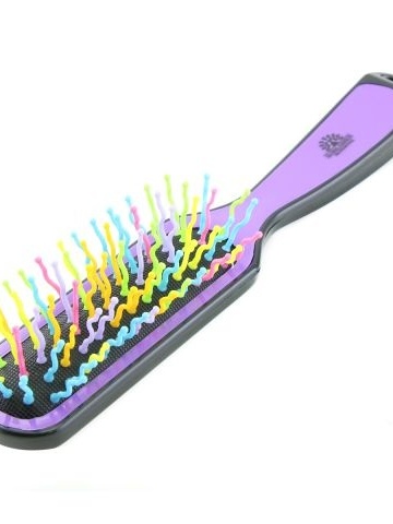Perie pentru descalcirea parului, cu peri ondulati, 7082, violet/multicolor - Img 1