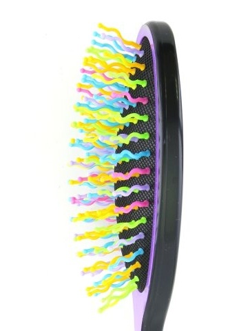 Perie pentru descalcirea parului, cu peri ondulati, 7083, violet/multicolor - Img 4