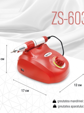 Pila electrica manichiura, ZS-603, 45W, 35000 rpm, culoare rosie - Img 3