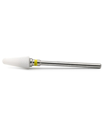 Capat pentru freza electrica, bit ceramic, pentru indepartarea gelului, forma flacara, galben, XF Flame S(XF) - Img 2