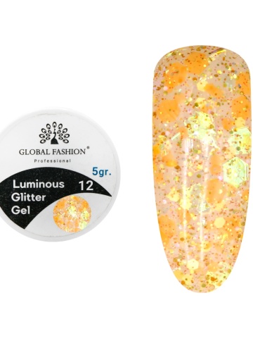 Gel luminiscent Luminous Glitter Gel cu sclipici hexagon 5g, 12 - Img 1