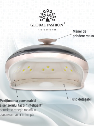 Lampa unghii LED/UV S1, Global Fashion, activare cu senzori, 48W, uscare 10s-60, pentru uscat oja semipermanenta sau gel UVs - Img 2