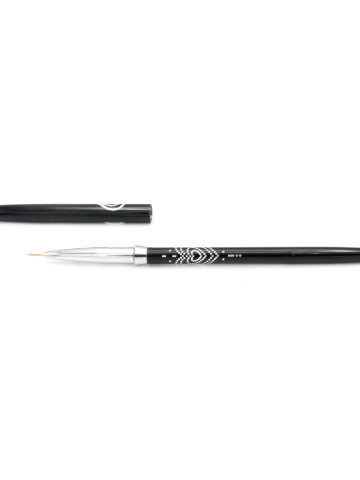 Pensula manichiura, par artificial, pentru pictura pe unghii, cu cristale, marime 00, neagra - Img 1