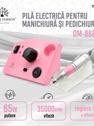 Pila electrica de unghii DM-868-2, Global Fashion, 65W, 35000 rpm, Roz - Img 1