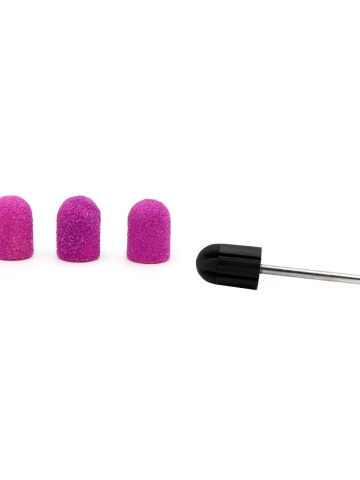 Set suport si 3 bucati smirghel rezerva pentru freza unghii, 10*15mm, liliac, granulatie 80 - Img 2