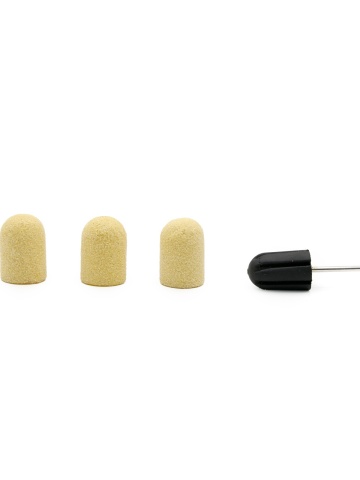 Set suport si 3 bucati smirghel rezerva pentru pila electrica unghii, 16*25mm, galben, granulatie 80 - Img 2