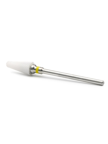 Capat pentru freza electrica, bit ceramic, pentru indepartarea gelului, forma flacara, galben, XF Flame S(XF) - Img 3