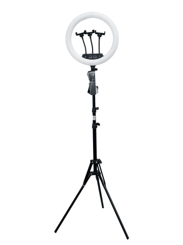 Lampa circulara cu trepied, Led MJ-14, USB, 3 suport telefon, selfie - Img 1