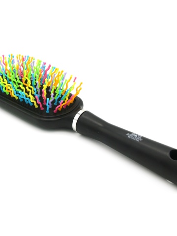 Perie pentru descalcire parului, cu peri ondulati din plastic, 9585RX, negru/multicolor - Img 1