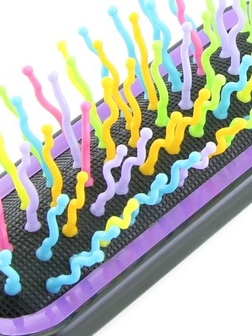Perie pentru descalcirea parului, cu peri ondulati, 7082, violet/multicolor - Img 2