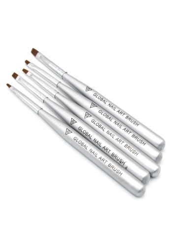 Set pensule manichiura, par artificial, pentru pictura pe unghii, 5 piese, culoare argintie - Img 3