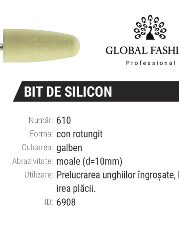 Bit unghii, silicon, alb, abrazivitate mic, 610 - Img 1