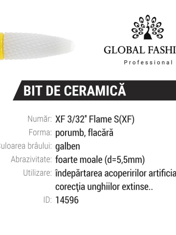 Capat de freza ceramica, galben, XF 3/32 Flame S(XF) - Img 1