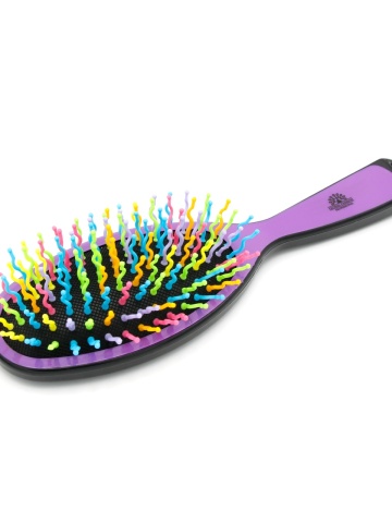 Perie pentru descalcirea parului, cu peri ondulati, 7081, negru/multicolor - Img 4