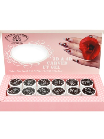 Set 12 bucati gel color 4D, Global Fashion, 7g, culoare neagra - Img 2