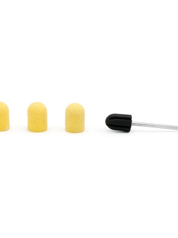 Set suport si 3 bucati smirghel rezerva pentru freza electrica unghii, 10*15mm, galben, granulatie 120 - Img 2