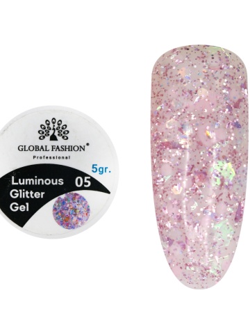 Gel luminiscent Luminous Glitter Gel cu sclipici hexagon 5g, 05 - Img 1