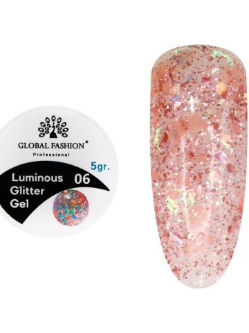 Gel luminiscent Luminous Glitter Gel cu sclipici hexagon 5g, 06 - Img 1