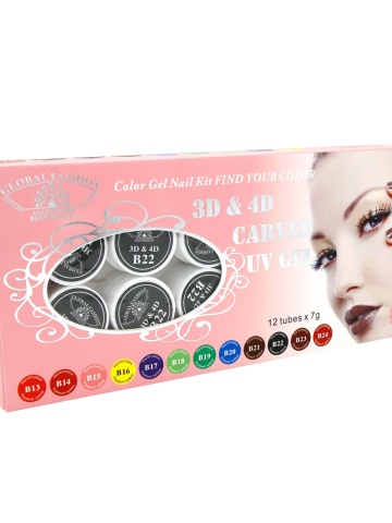 Set 12 bucati gel color 4D, Global Fashion, 7g, culoare neagra - Img 3
