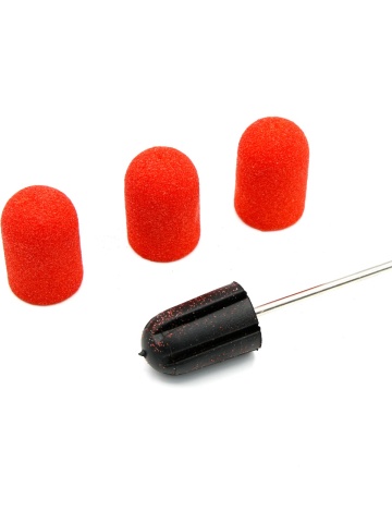 Set suport si 3 bucati smirghel rezerva pentru freza unghii, 16*25mm, rosu, granulatie 100 - Img 1