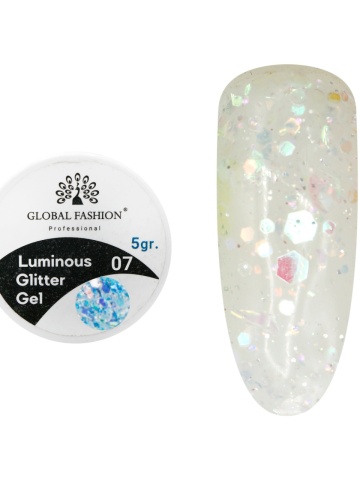 Gel luminiscent Luminous Glitter Gel cu sclipici hexagon 5g, 07 - Img 1
