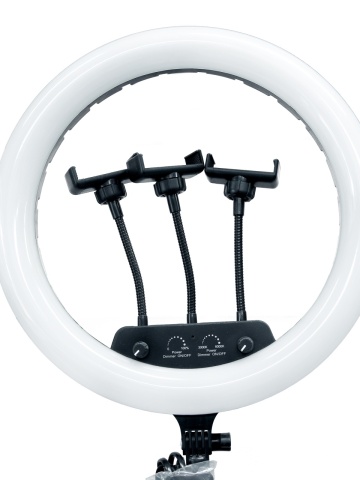 Lampa circulara cu trepied, Led MJ-14, USB, 3 suport telefon, selfie - Img 2