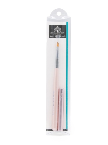 Pensula unghii cu varf diagonal, pentru gel, GF-16-6, Nr. 6, culoare roz - Img 1
