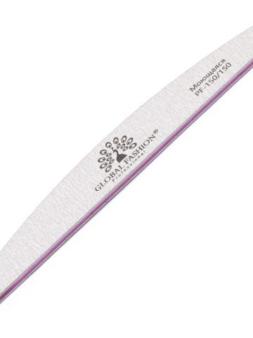 Pila unghii Global Fashion, semiluna, alba, granulatie 150/150 - Img 1