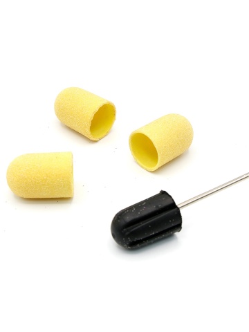Set suport si 3 bucati rezerva pentru freza unghii, 16*25 mm, galben, granulatie 100 - Img 2