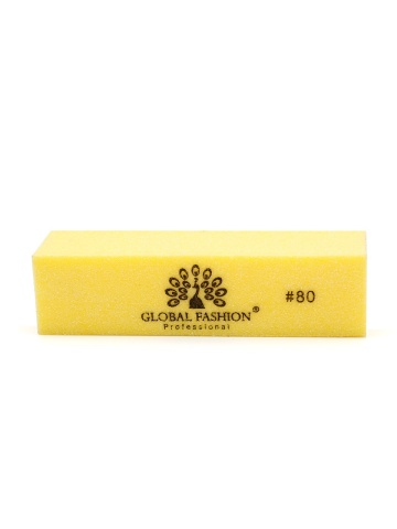 Buffer pentru unghii, Global Fashion, granulatie 80, culoare galbena - Img 1