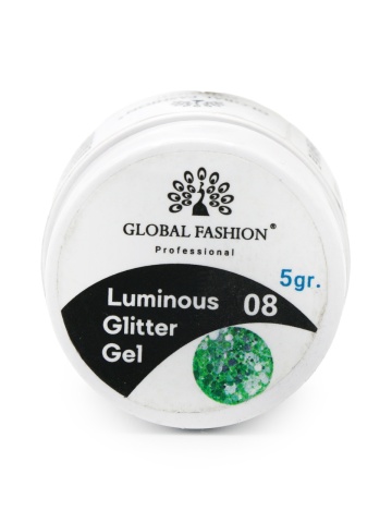 Gel luminiscent Luminous Glitter Gel cu sclipici hexagon 5g, 08 - Img 2