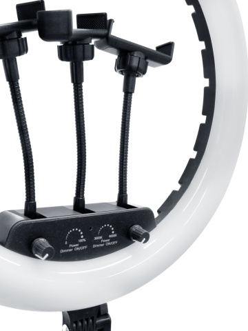 Lampa circulara cu trepied, Led MJ-14, USB, 3 suport telefon, selfie - Img 3