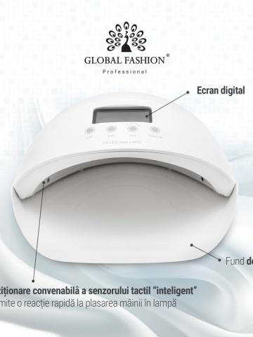 Lampa UV+LED G50 pentru uscat unghii, Global Fashion, 50W, activare cu senzori, display, timer - Img 2