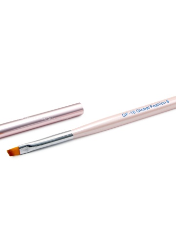 Pensula unghii cu varf diagonal, pentru gel, GF-16-6, Nr. 6, culoare roz - Img 2