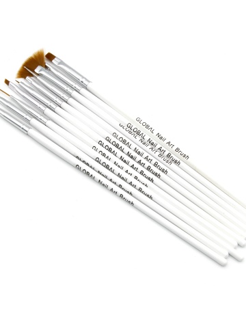 Set pensule unghii, pentru pictura pe unghii, B-2, 12 buc, culoare alba - Img 1
