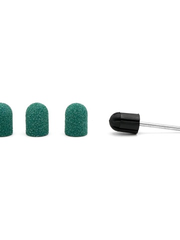 Set suport si 3 bucati smirghel rezerva pentru freza electrica unghii, 10*15mm, verde, granulatie 100 - Img 2