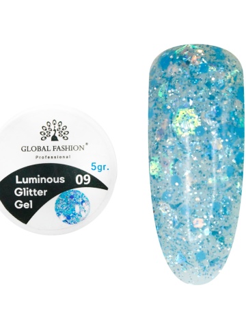 Gel luminiscent Luminous Glitter Gel cu sclipici hexagon 5g, 09 - Img 1