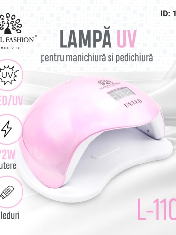 Lampa unghii LED/UV L-1100, Global Fashion, 72W, display digital, roz - Img 1