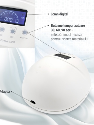 Lampa UV+LED G50 pentru uscat unghii, Global Fashion, 50W, activare cu senzori, display, timer - Img 3