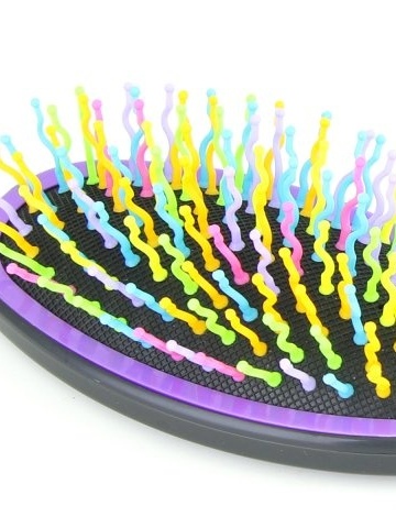 Perie pentru descalcirea parului, cu peri ondulati, 7083, violet/multicolor - Img 2