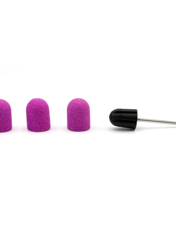 Set suport si 3 bucati rezerve smirghel pentru freza unghii, 13*19mm, granulatie 120, liliac - Img 1