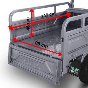 Triciclu electric, FARA Permis, motor 3900W, pana la 50km autonomie, 45Ah, Voltarom Hercules, Tuk Tuk cu cabina, Gri, remorciromania.ro,7182