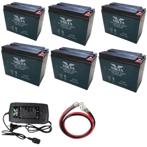 Pachet baterii 6 buc x 12V-60AH, acumulatori, incarcator, cabluri si montaj la domiciliu, triciclu, Voltarom Hercules 72V-60AH