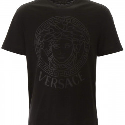 VERSACE MEDUSA PRINT T-SHIRT S Black Cotton