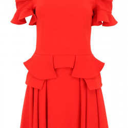 ALEXANDER MCQUEEN RUFFLED DRESS 42 Red