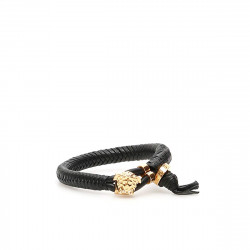 VERSACE MEDUSA LEATHER BRACELET M Black, Gold Leather