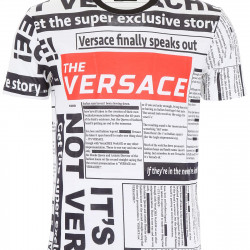 VERSACE NEWSPAPER T-SHIRT XL White, Black, Red Cotton