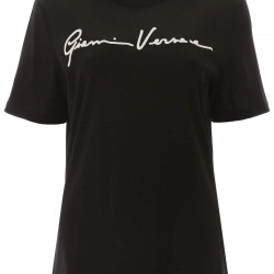 VERSACE GV SIGNATURE T-SHIRT 40 Black, White Cotton